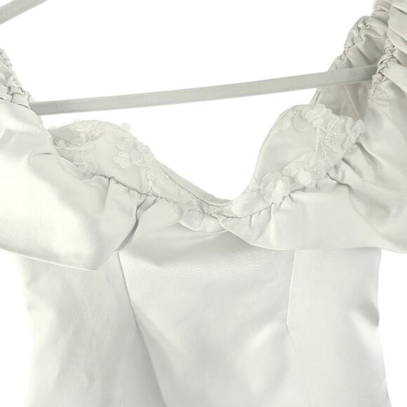 Rime Arodaky Cara Dress Ivory Off the Shoulder Mini Size 36‎ / US 4 Bridal - Picture 5 of 12